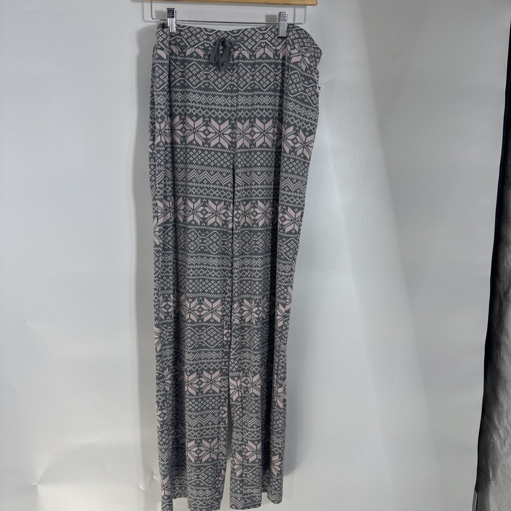 Echo Sleepwear Women's L Pajama Set Top Bottom Pants Pink Gray Stretch Button - Picture 5 of 12